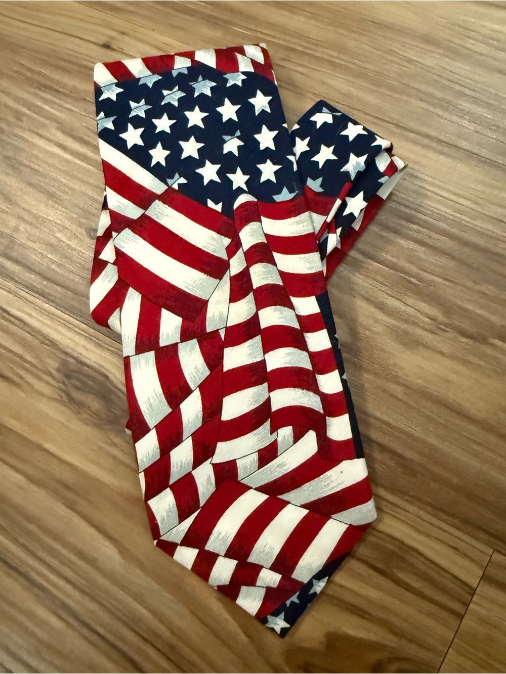 Vintage Beans McGee American Flag Patriotic Cotton Necktie USA Made-Excellent